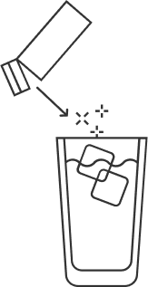 Illustration of ARMRA Colostrum Stick Pack being poured into a clear glass